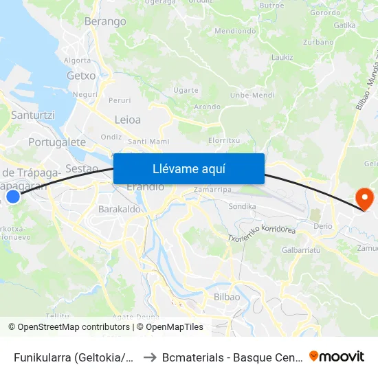 Funikularra (Geltokia/Estación) (676) to Bcmaterials - Basque Center For Materials map