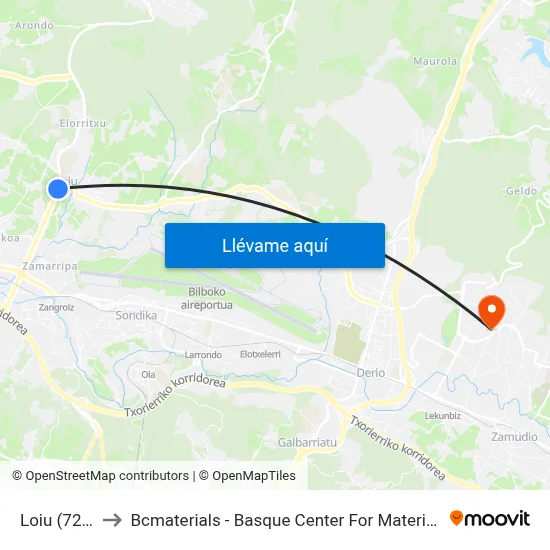 Loiu (720) to Bcmaterials - Basque Center For Materials map