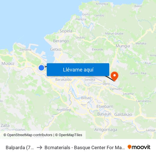 Balparda (766) to Bcmaterials - Basque Center For Materials map