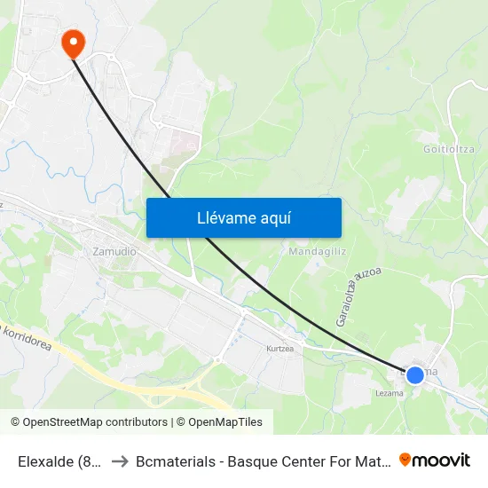Elexalde (870) to Bcmaterials - Basque Center For Materials map