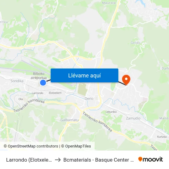 Larrondo (Elotxelerri) (882) to Bcmaterials - Basque Center For Materials map