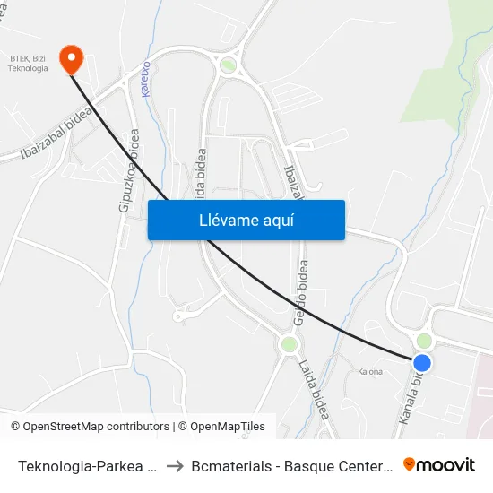 Teknologia-Parkea (Itp) (916) to Bcmaterials - Basque Center For Materials map