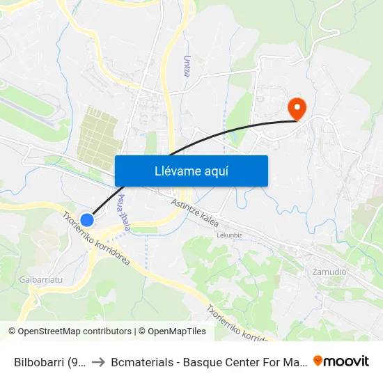 Bilbobarri (931) to Bcmaterials - Basque Center For Materials map