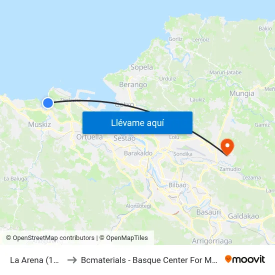 La Arena (1070) to Bcmaterials - Basque Center For Materials map