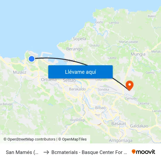 San Mamés (1071) to Bcmaterials - Basque Center For Materials map