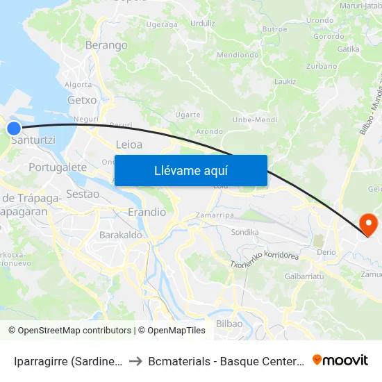 Iparragirre (Sardinera) (1082) to Bcmaterials - Basque Center For Materials map