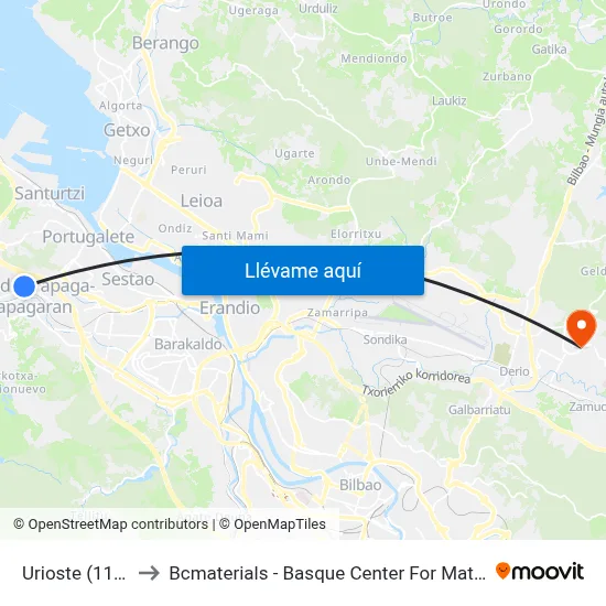 Urioste (1134) to Bcmaterials - Basque Center For Materials map