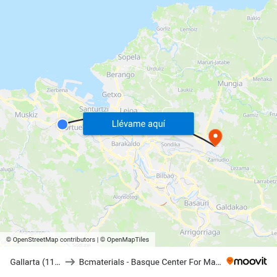 Gallarta (1181) to Bcmaterials - Basque Center For Materials map