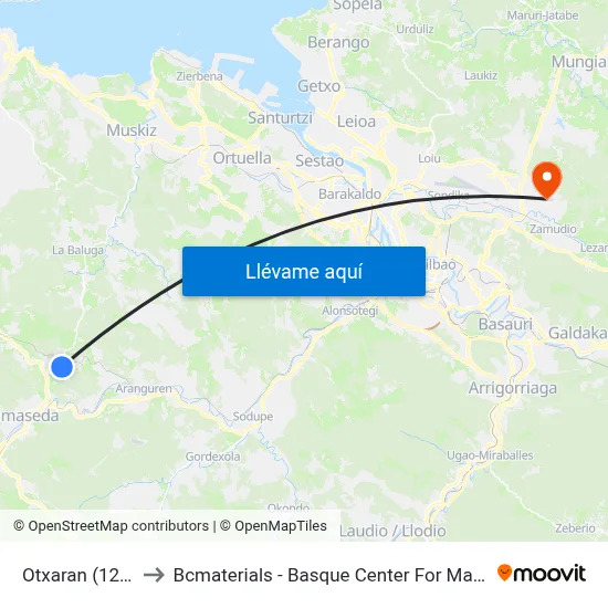 Otxaran (1273) to Bcmaterials - Basque Center For Materials map