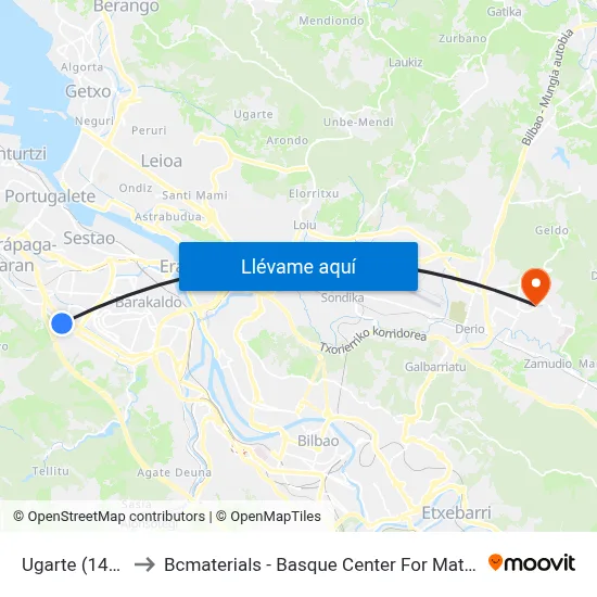Ugarte (1416) to Bcmaterials - Basque Center For Materials map