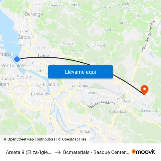Areeta 9 (Eliza/Iglesia) (1476) to Bcmaterials - Basque Center For Materials map