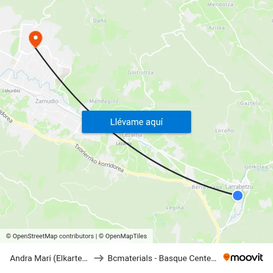 Andra Mari (Elkartegia) (1782) to Bcmaterials - Basque Center For Materials map