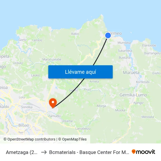 Ametzaga (2175) to Bcmaterials - Basque Center For Materials map
