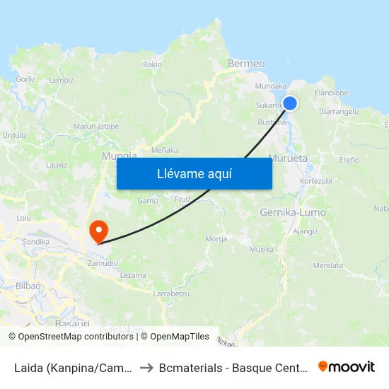 Laida (Kanpina/Camping) (2376) to Bcmaterials - Basque Center For Materials map