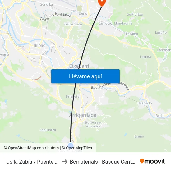 Usila Zubia / Puente Usila (2424) to Bcmaterials - Basque Center For Materials map