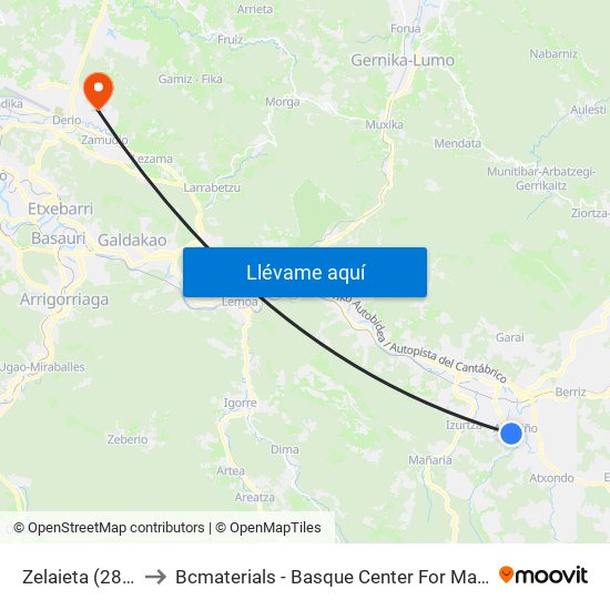Zelaieta (2809) to Bcmaterials - Basque Center For Materials map
