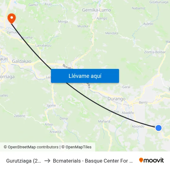 Gurutziaga (2854) to Bcmaterials - Basque Center For Materials map