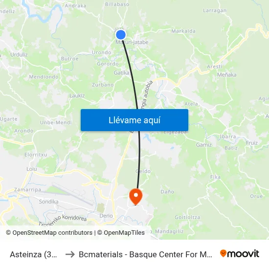 Asteinza (3136) to Bcmaterials - Basque Center For Materials map