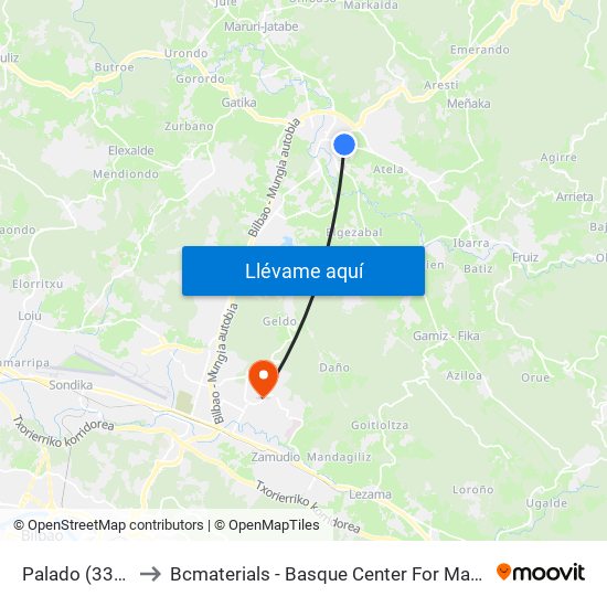 Palado (3368) to Bcmaterials - Basque Center For Materials map