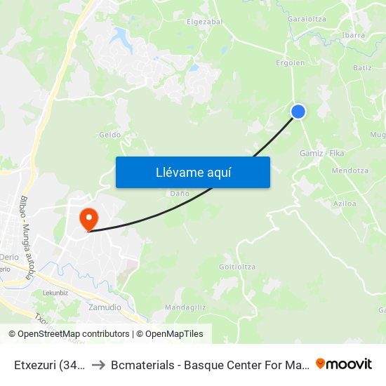 Etxezuri (3488) to Bcmaterials - Basque Center For Materials map
