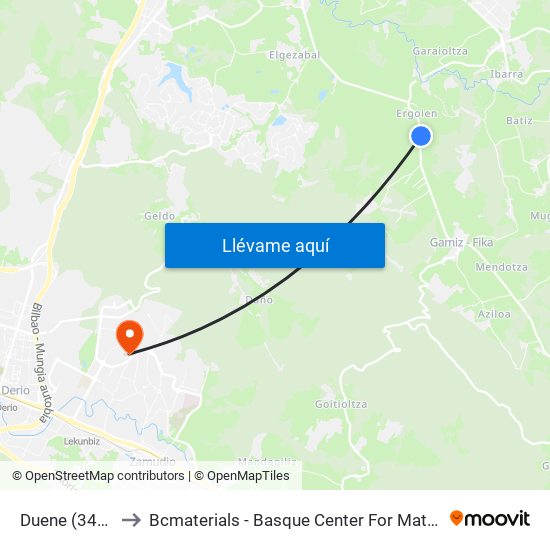 Duene (3489) to Bcmaterials - Basque Center For Materials map