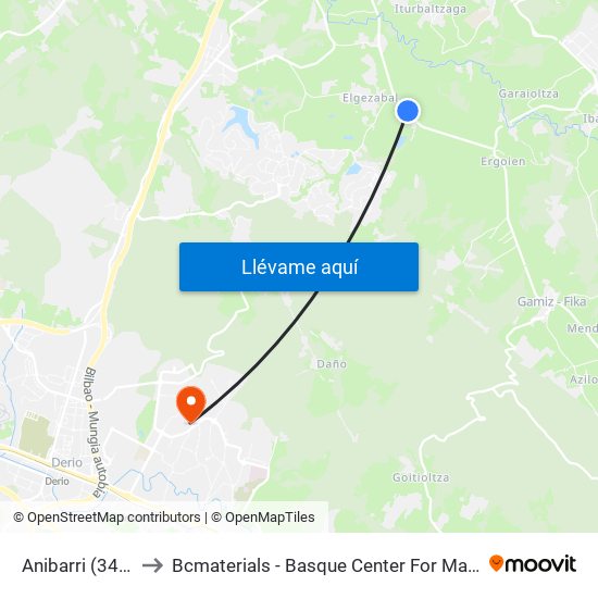 Anibarri (3492) to Bcmaterials - Basque Center For Materials map
