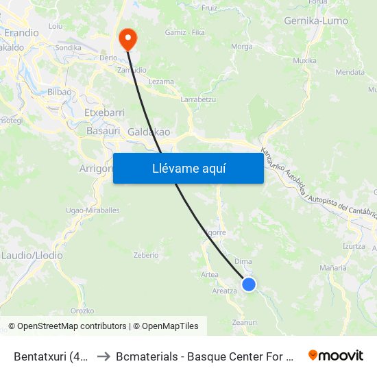 Bentatxuri (4070) to Bcmaterials - Basque Center For Materials map