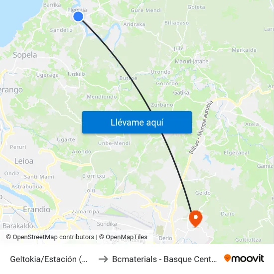 Geltokia/Estación (Metro) (4322) to Bcmaterials - Basque Center For Materials map