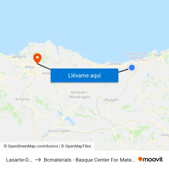 Lasarte-Oria to Bcmaterials - Basque Center For Materials map