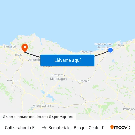 Galtzaraborda-Errenteria to Bcmaterials - Basque Center For Materials map