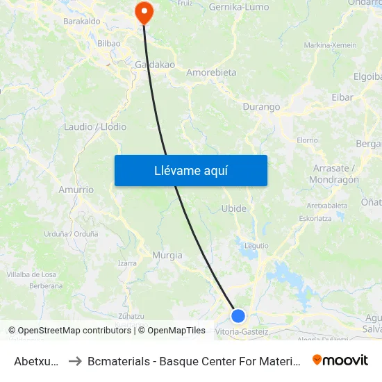 Abetxuko to Bcmaterials - Basque Center For Materials map