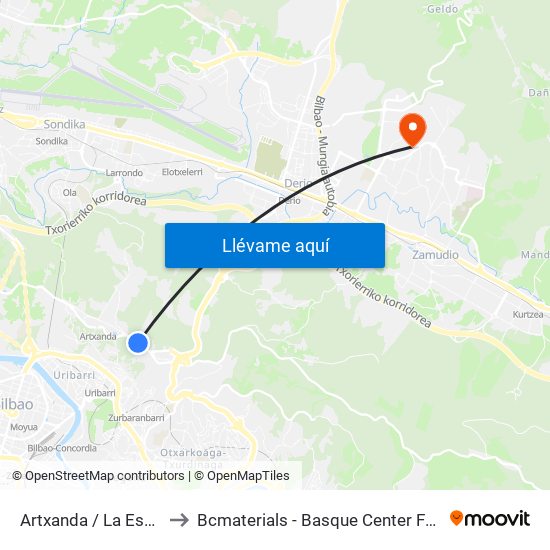 Artxanda / La Esperanza to Bcmaterials - Basque Center For Materials map