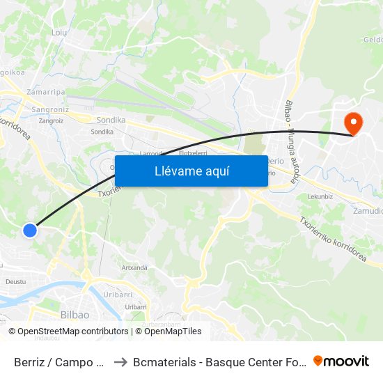 Berriz / Campo De Tiro to Bcmaterials - Basque Center For Materials map