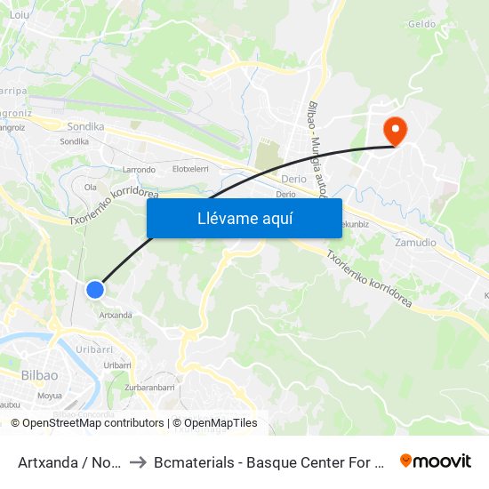 Artxanda / Nogaro to Bcmaterials - Basque Center For Materials map