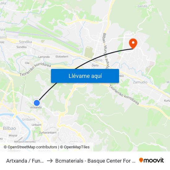 Artxanda / Funicular to Bcmaterials - Basque Center For Materials map