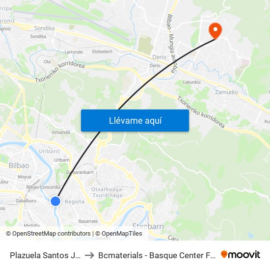 Plazuela Santos Juanes 4 to Bcmaterials - Basque Center For Materials map
