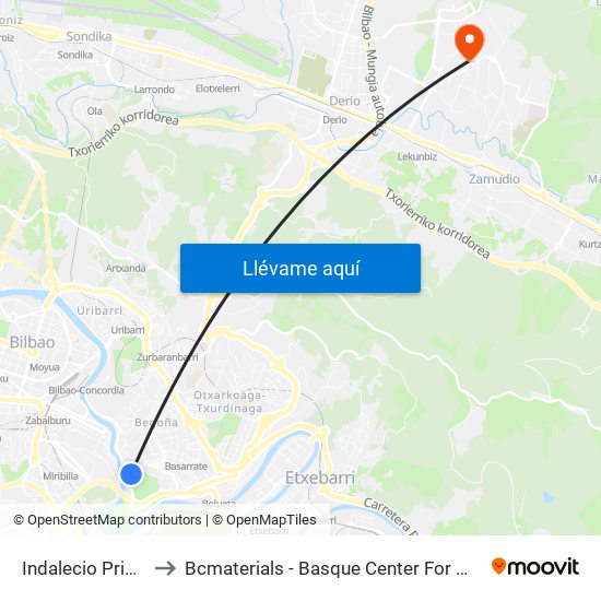 Indalecio Prieto 1 to Bcmaterials - Basque Center For Materials map