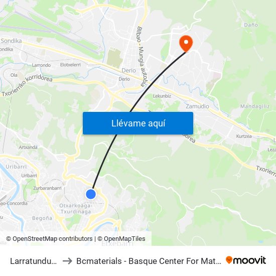 Larratundu 21 to Bcmaterials - Basque Center For Materials map