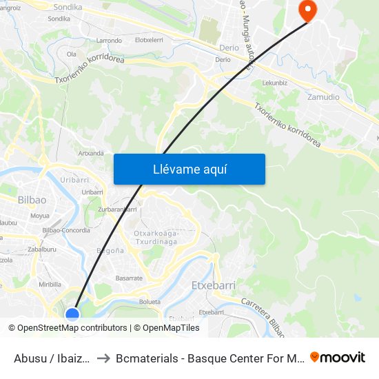 Abusu / Ibaizabal to Bcmaterials - Basque Center For Materials map