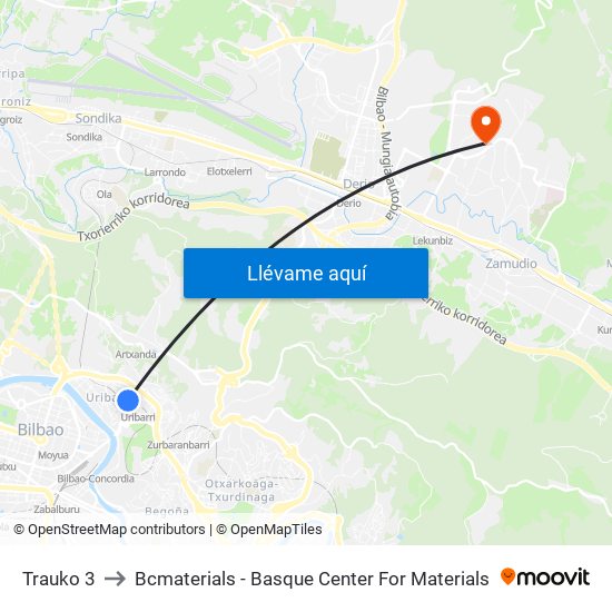 Trauko 3 to Bcmaterials - Basque Center For Materials map