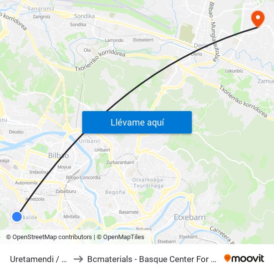 Uretamendi / Plaza to Bcmaterials - Basque Center For Materials map