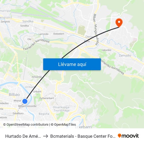 Hurtado De Amézaga 2 to Bcmaterials - Basque Center For Materials map