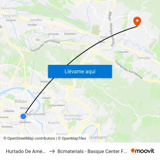Hurtado De Amézaga 50 to Bcmaterials - Basque Center For Materials map