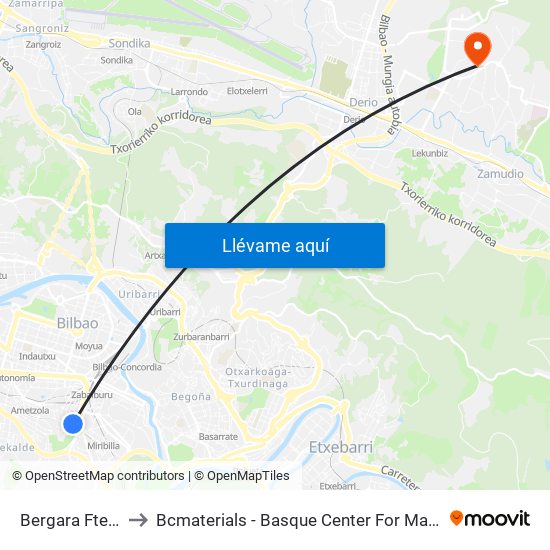 Bergara Fte.12 to Bcmaterials - Basque Center For Materials map