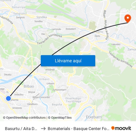 Basurtu / Aita Donostia to Bcmaterials - Basque Center For Materials map