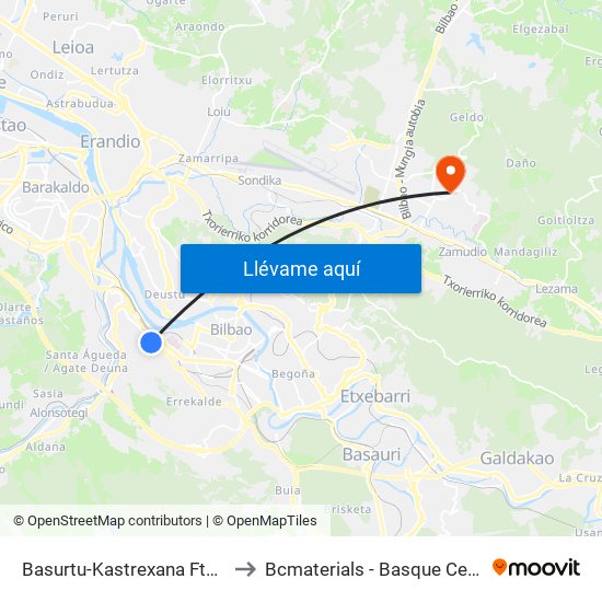 Basurtu-Kastrexana Fte. 125 / Albergue to Bcmaterials - Basque Center For Materials map