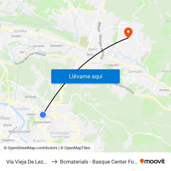 Vía Vieja De Lezama 35 to Bcmaterials - Basque Center For Materials map