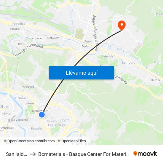 San Isidro to Bcmaterials - Basque Center For Materials map