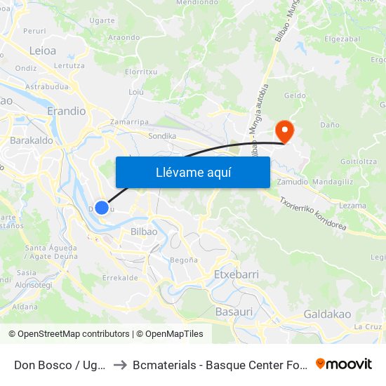 Don Bosco / Ugarteko to Bcmaterials - Basque Center For Materials map