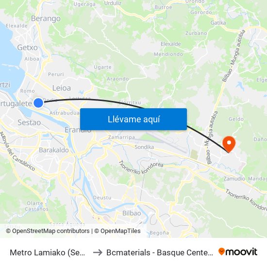 Metro Lamiako (Sentido Leioa) to Bcmaterials - Basque Center For Materials map